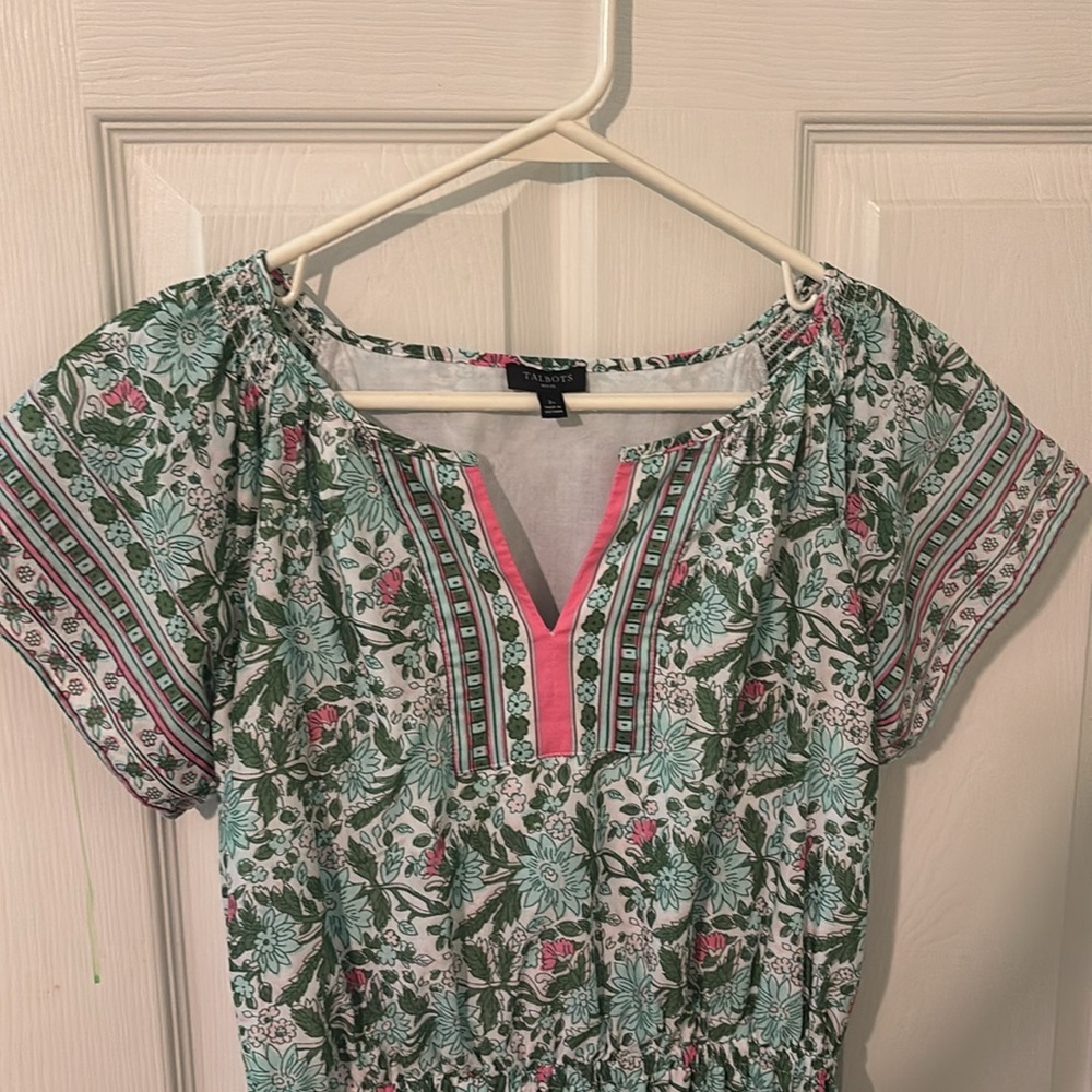 5/$50!!! Mix & Match! Like New! Talbots Green and Blue Casual Midi Sundress - Picture 2 of 8